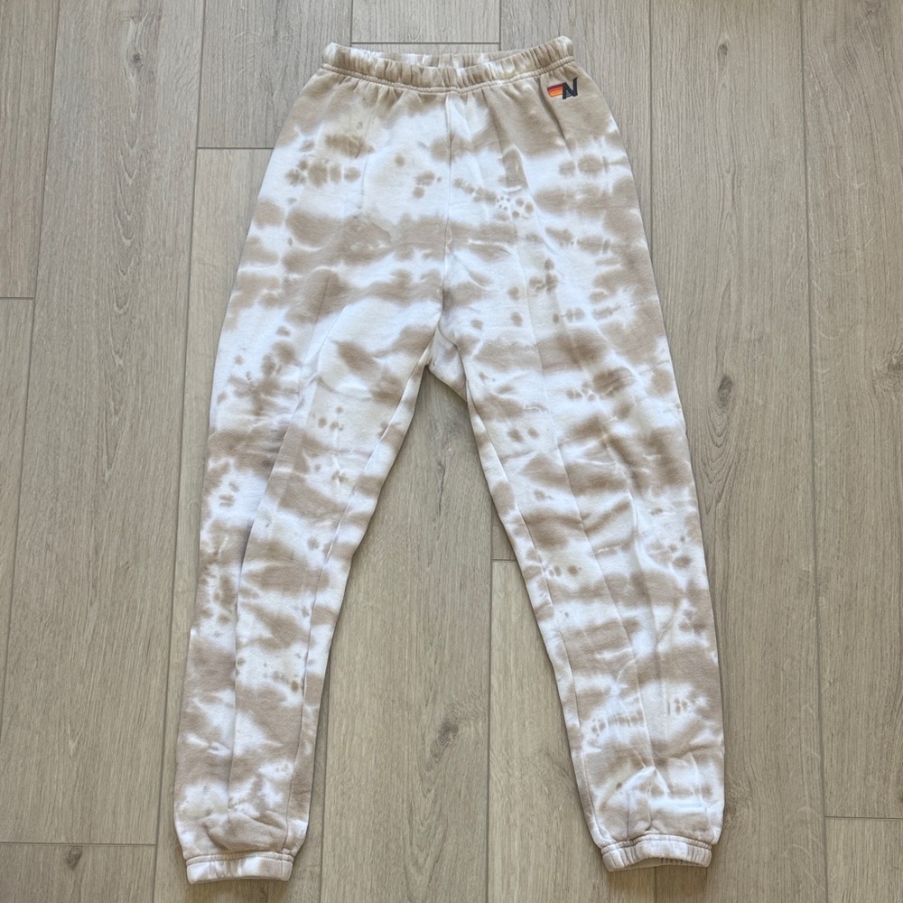 Aviator Nation Beige Tie-Dye Joggers